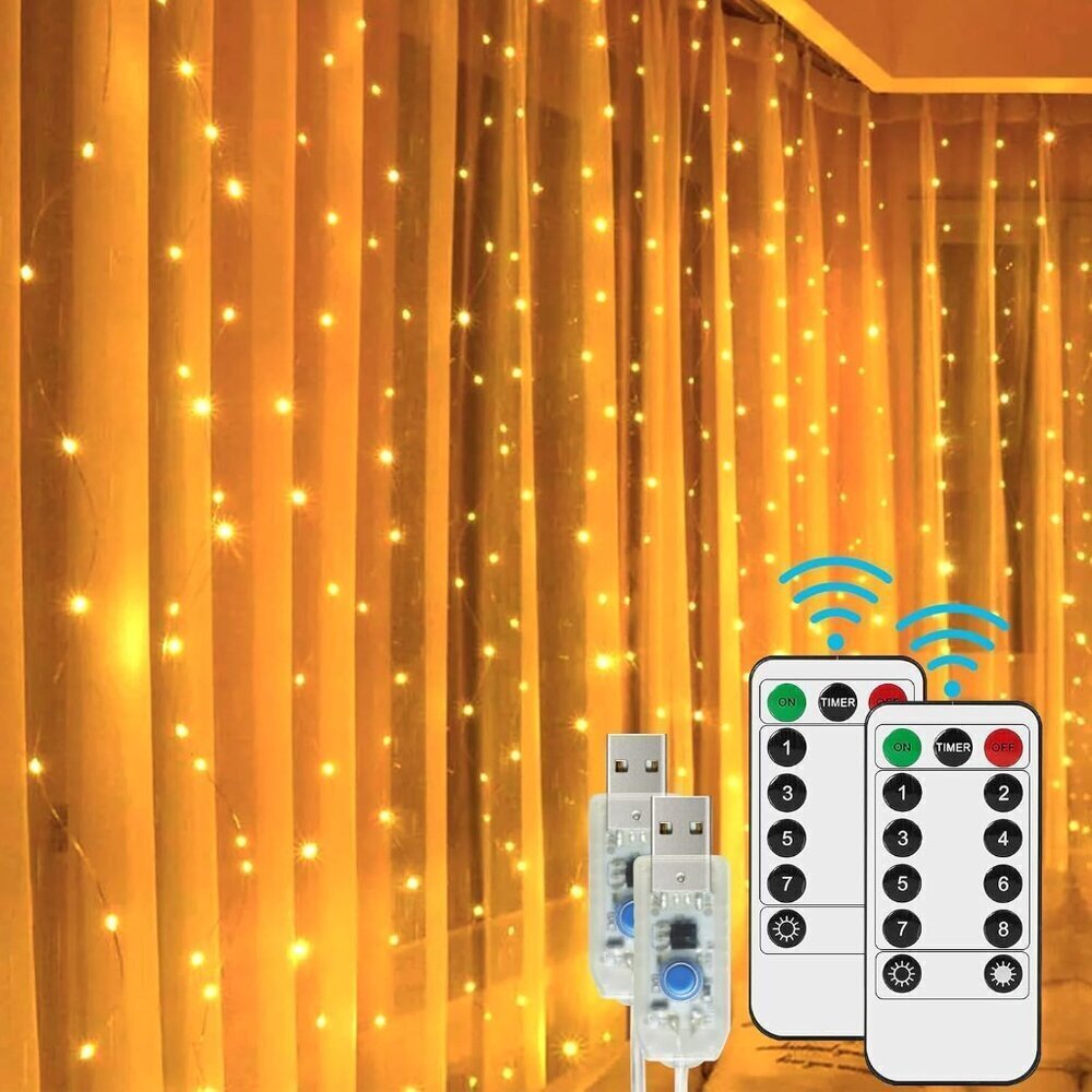 🆕 Outdoor Curtain String Twinkle Lights Fairy USB Powered Wall Christmas Party